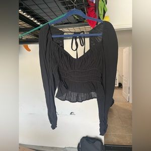 Free People black long sleeve top
